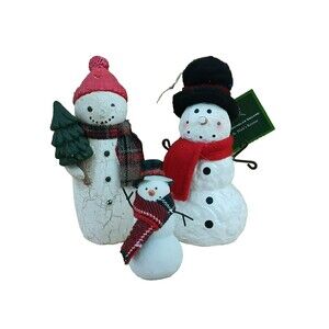 Snowmen Christmas Ornaments Figurines set of 3 Holiday Tree Decorations